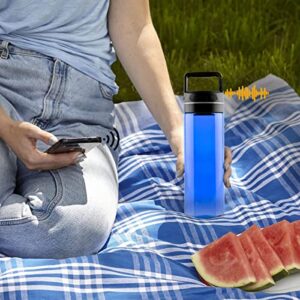 Sweda Bluetooth Speaker Water Bottle with Speaker Lid, 24oz, Screw on Cap with Built in Wireless Speaker, Transparent Sports Water Bottle, Blue WB8804