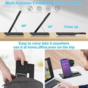 MAXFOX Wireless Charger 3 in 1, 18W Foldable Charging Station Compatible with iPhone 14 13 12 11/Plus/Pro/Pro Max/XR/XS/X/8+, iWatch Ultra 8 7 6 SE 5 4 3, Airpods with Adapter