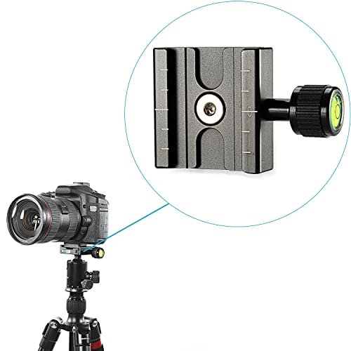 Neewer Aluminium 50mm Quick Release Plate QR Clamp 3/8-inch with 1/4-inch Adapter and Built-in Bubble Level