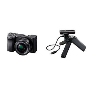 sony alpha a6400 mirrorless camera: ilce-6400l/b and grip and tripod for -camcorders