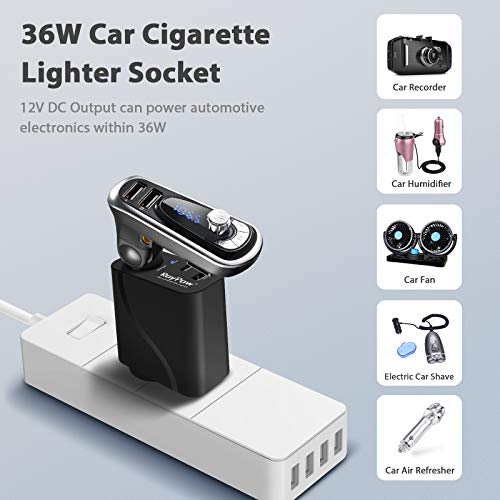 RoyPow 36W USB C Charger with Car Cigarette Lighter Socket, 3-Ports Wall Charger 18W PD3.0 Travel Plug 110V/120V to 12V/3A AC to DC Converter Power Adapter for iPhone, Galaxy, Pixel, iPad