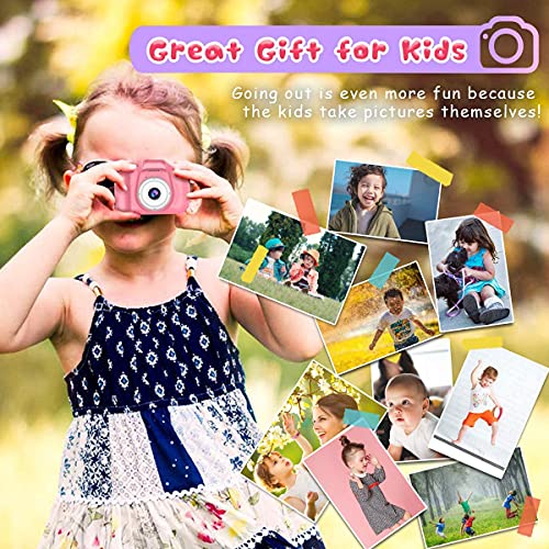 Upgrade Kids Camera for Girls, Christmas Birthday Gifts for Girls Age 3-9, HD Digital Video Cameras for Toddler, Toy for 3 4 5 6 7 8 9 Year Old Girl with 32GB SD Card & Card Reader