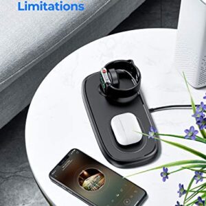 GINRGERS Wireless Charger,2 in 1 Charging Dock with iWatch Stand,iPhone Charger Compatible iphone13/12/11/X/XS Pro Max/ 8, 7/6/SE/5/4/3/2, Galaxy S21/S20/S10/S9/S8, Google, etc, Black