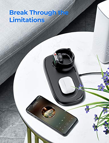 GINRGERS Wireless Charger,2 in 1 Charging Dock with iWatch Stand,iPhone Charger Compatible iphone13/12/11/X/XS Pro Max/ 8, 7/6/SE/5/4/3/2, Galaxy S21/S20/S10/S9/S8, Google, etc, Black