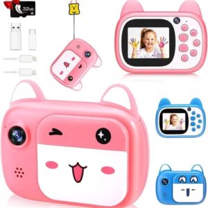 1080P HD Selfie Video Kids Camera Toys with 32GB SD Card, Digital Camera for Kids,Toddler Camera for Girls & Boys as Birthday, Pink