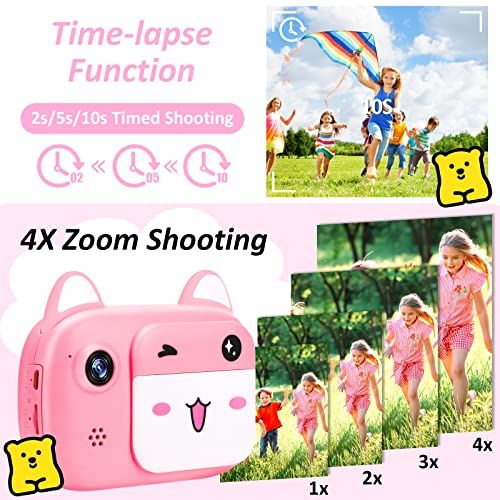 1080P HD Selfie Video Kids Camera Toys with 32GB SD Card, Digital Camera for Kids,Toddler Camera for Girls & Boys as Birthday, Pink