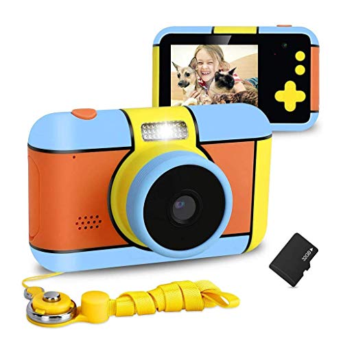 LKYBOA Kids Camera, Rechargeable Children Digital Camera with 2.4 Inch LCD and 32G Memory Card 1080P HD Shockproof