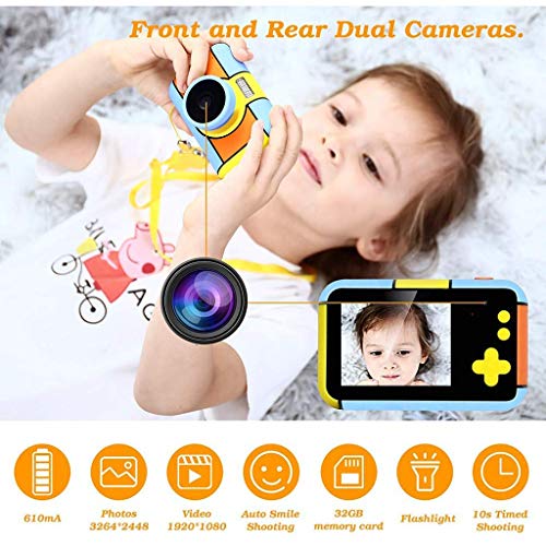 LKYBOA Kids Camera, Rechargeable Children Digital Camera with 2.4 Inch LCD and 32G Memory Card 1080P HD Shockproof