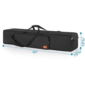 TORIBIO 60" Tripod Case Bag, Waterproof Lightweight Multifunctional Tripod Carrying Case with Shoulder Strap for Lights, Speakers, Cameras, Booms, Microphone Stands