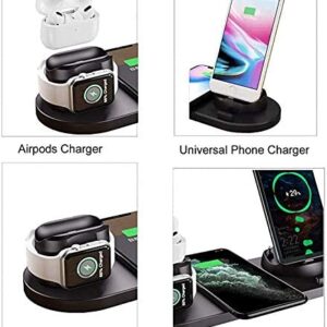 6 in 1 Wireless Charger Charging Dock Station for iPhone 14/13/12/11/Pro/Pro Max/XS Max/XR/X/8, iWatch Ultra/8/7/6/5/4/3/2/SE, AirPods Pro/3/2 Nightstand Mode Simultaneous Charging（Black）