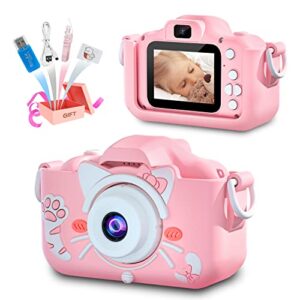 goopow kids selfie camera, christmas birthday gifts for boys girls age 3-9, hd digital video cameras for toddler children toy for 3 4 5 6 7 8 year old boy with 32gb sd card