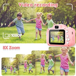 goopow Kids Selfie Camera, Christmas Birthday Gifts for Boys Girls Age 3-9, HD Digital Video Cameras for Toddler Children Toy for 3 4 5 6 7 8 Year Old Boy with 32GB SD Card