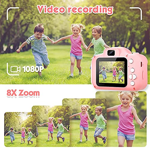 goopow Kids Selfie Camera, Christmas Birthday Gifts for Boys Girls Age 3-9, HD Digital Video Cameras for Toddler Children Toy for 3 4 5 6 7 8 Year Old Boy with 32GB SD Card