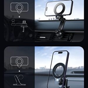 ZEEHOO Compatible with MagSafe Car Mount, Magnetic Phone Holder for Car [12 Strongest Magnets], Magnetic Car Vent Phone Mount [Non-Blocking&360 Rotation] for iPhone 14 13 12 Pro Max Mini & All Phones