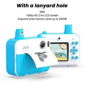 Kids Printing Camera, Print Camera 2.4 Inch USB Port 1000mAh Battery LCD Screen for Travel Sky Blue