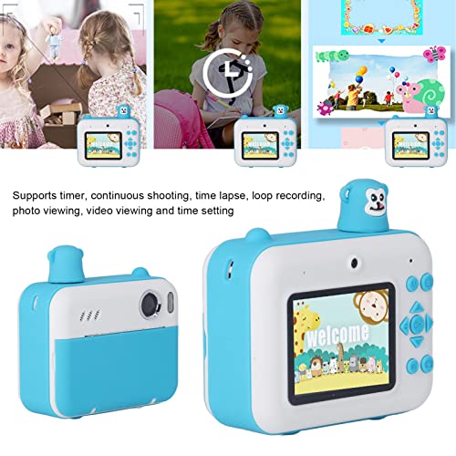 Kids Printing Camera, Print Camera 2.4 Inch USB Port 1000mAh Battery LCD Screen for Travel Sky Blue