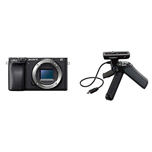 Sony Alpha a6400 Mirrorless Camera: ILCE-6400/B Body and Grip and Tripod for -Camcorders