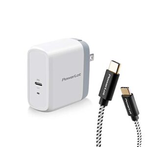 usb c wall charger, powerlot gan 65w usb c charger block with 6ft type c cable, pd fast charger for iphone 14/13, ipad pro, pixel 7/6, 60w power adapter laptop macbook pro/air charger