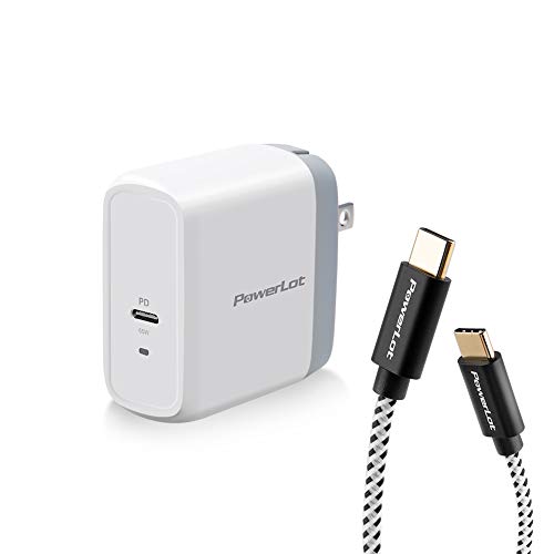 USB C Wall Charger, PowerLot GaN 65W USB C Charger Block with 6ft Type C Cable, PD Fast Charger for iPhone 14/13, iPad Pro, Pixel 7/6, 60W Power Adapter Laptop MacBook Pro/Air Charger