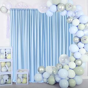 10ft x 10ft baby blue backdrop curtain for baby shower parties light blue wrinkle free backdrop drapes panels for birthday photo gender reveal photography polyester fabric background decoration