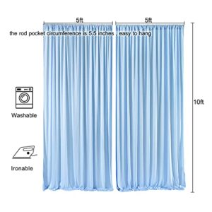 10ft x 10ft Baby Blue Backdrop Curtain for Baby Shower Parties Light Blue Wrinkle Free Backdrop Drapes Panels for Birthday Photo Gender Reveal Photography Polyester Fabric Background Decoration