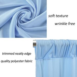 10ft x 10ft Baby Blue Backdrop Curtain for Baby Shower Parties Light Blue Wrinkle Free Backdrop Drapes Panels for Birthday Photo Gender Reveal Photography Polyester Fabric Background Decoration