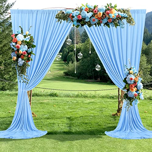 10ft x 10ft Baby Blue Backdrop Curtain for Baby Shower Parties Light Blue Wrinkle Free Backdrop Drapes Panels for Birthday Photo Gender Reveal Photography Polyester Fabric Background Decoration