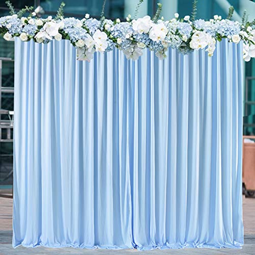 10ft x 10ft Baby Blue Backdrop Curtain for Baby Shower Parties Light Blue Wrinkle Free Backdrop Drapes Panels for Birthday Photo Gender Reveal Photography Polyester Fabric Background Decoration