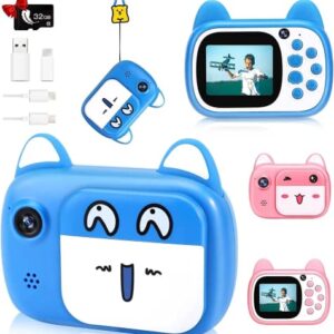 Nameer 1080P HD Selfie Video Kids Camera Toys with 32GB SD Card, Digital Camera for Kids,Toddler Camera for Girls and Boys as Birthday, Blue