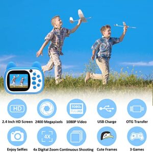 Nameer 1080P HD Selfie Video Kids Camera Toys with 32GB SD Card, Digital Camera for Kids,Toddler Camera for Girls and Boys as Birthday, Blue