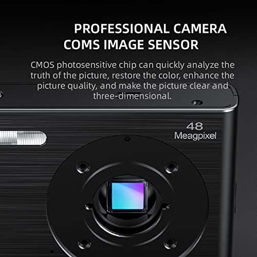 Camnoon 4K Digital Camera 48MP 2.4 Inch IPS Screen Auto Focus 16X Digital Zoom Anti-Shake Face Detect Smile Capture Built-in Flash & Battery with 32GB Memory Card for Kids Teens