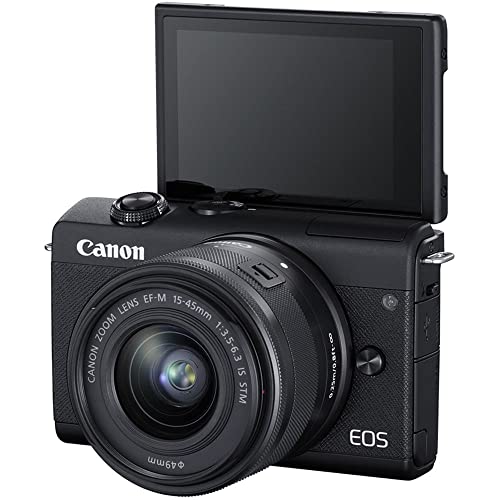 Canon EOS M200 Mirrorless Digital Camera with 15-45mm Lens (Black) (3699C009), 64GB Memory Card, Case, Filter Kit, Corel Photo Software, LPE12 Battery, External Charger, Card Reader + More (Renewed)