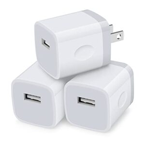 charging blocks for iphone, charger box sicodo 3pack plug in phone charger one port usb power adapter cell phone brick charging cube for iphone 14 13 12 se 11 x,samsung galaxy s22 a13 5g s21 fe 21 s20