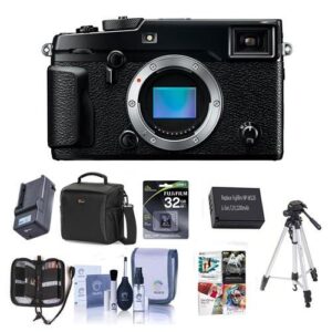 fujifilm x-pro2 mirrorless digital camera body, black – bundle with holster bag, 32gb class 10 sdxc card, spare battery, quick charger, tripod, cleaning kit, memory wallet, software package