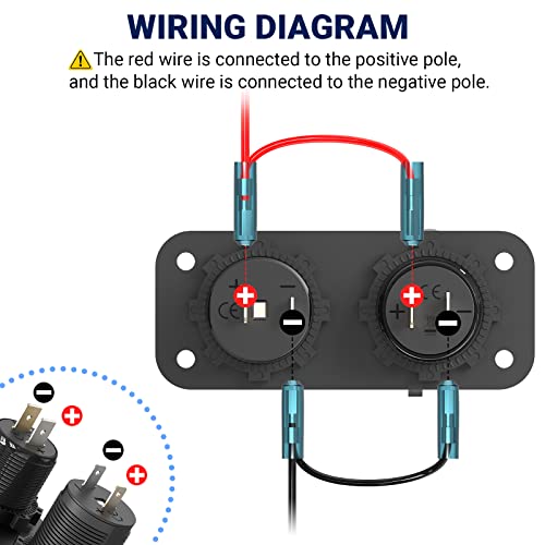 Cigarette Lighter Socket 12 Volt USB Outlet: PD 20W USB C and QC3.0 Car USB Port Aluminum Metal 12V Plug, 150W Car Charger USB Socket Panel with Power Switch LED Voltmeter for Marine Boat RV Golf Cart