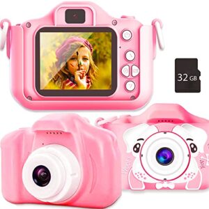 Sinceroduct Mini Kids Camera for Girls & Boys- 20MP Digital Camera for Kids & Toddlers – Kids Selfie Camera Video Camera, 2.0 Inch IPS Screen - 32GB SD Card Included - Pink
