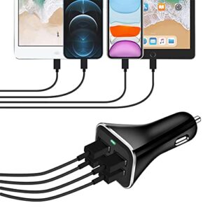 USB Car Charger Adapter, QC 3.0 Fast car Charger, 4-Port Multi 9.6 Amp 48W Rapid Car Charger Compatible with iPhone 13/12/11 Pro Max, Samsung Galaxy S20 Ultra/Note20, LG, Pixel and More.