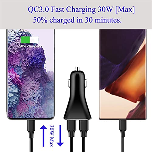 USB Car Charger Adapter, QC 3.0 Fast car Charger, 4-Port Multi 9.6 Amp 48W Rapid Car Charger Compatible with iPhone 13/12/11 Pro Max, Samsung Galaxy S20 Ultra/Note20, LG, Pixel and More.