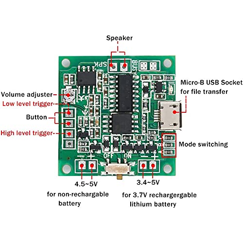 Stemedu 8MB Sound Recordable Module Button Control Programmable Voice Chip, MP3 Music Player Kit, USB Downloadable Musical Board for DIY Audio Stuffed Animal Toys Greeting Card Music Box