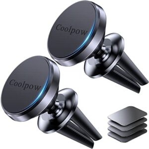 【2-pack】car vent magnetic phone mount[ easily install ] reusable magnetic phone holder for car vent air[ strong magnet ] [ 360° rotation ] fit for iphone 13 12 11 pro max samsung & all cell phone