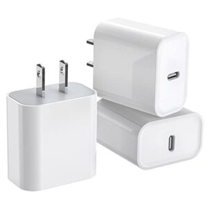 3pack usb c charger,apple charger adapter,fast iphone charger block, quick fast charging pd adapter plug 20w power delivery type c fast charging block for iphone 14 13 12 11 ipad pro/air/mini/airpods