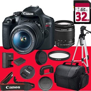 rebel t7 dslr camera with ef-s 18-55mm f/3.5-5.6 is ii lens + 32gb memory + case+ uv +tripod accessory bundle (13pcs)