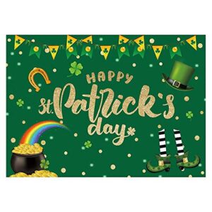 funnytree 7x5ft happy st. patrick’s day photography backdrop lucky party decoration green shamrocks spring rainbow hat leprechaun legs background flags banner supplies
