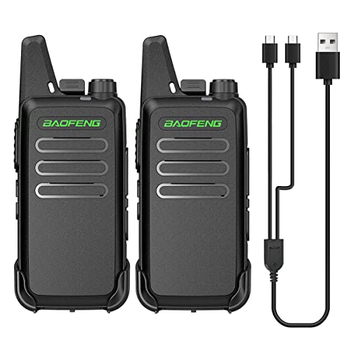 Baofeng Rechargeable Walkie Talkies for Adults Long Range Two-Way Radios Handsfree UHF Handheld Transceiver with 16 Channel VOX USB Charger Cable for Commercial Cruises Hunting Hiking,2Pack