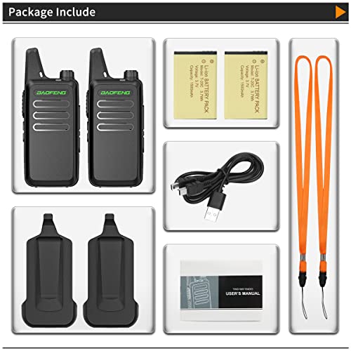 Baofeng Rechargeable Walkie Talkies for Adults Long Range Two-Way Radios Handsfree UHF Handheld Transceiver with 16 Channel VOX USB Charger Cable for Commercial Cruises Hunting Hiking,2Pack