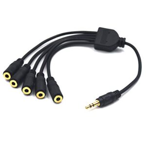 kework 11.8 inch 1 to 5 ways 3.5mm splitter extension cord, 1/8 inch 3.5mm trs male jack to female headphone headset extender adapter splitter stereo audio cable (3.5mm trs)