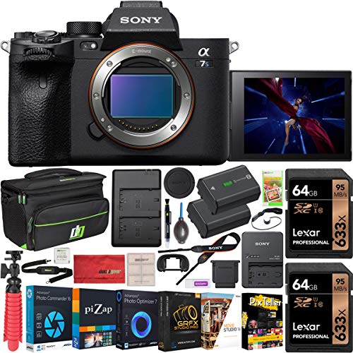 Sony a7s III ILCE-7SM3/B Mirrorless Digital Camera with 35mm Full-Frame Image Sensor Body Double Battery Bundle Including Deco Gear Carry Case + 2X 64GB Memory Card (128GB Total) and Kit Accessories