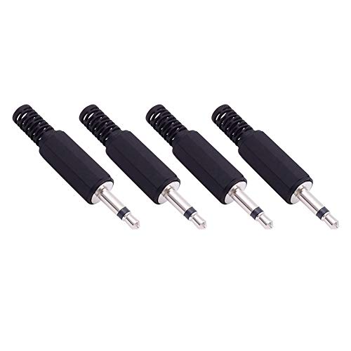 Fancasee 4 Pack 3.5mm Replacement Repair Plug Jack TS 2 Pole Mono Male Plug 1/8" 3.5mm Solder Type DIY Audio Cable Connector for Audio Cable Repair