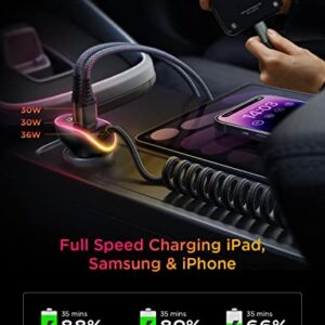 USB C Car Charger Adapter - LISEN 96W 3 Port USB Car Charger Fast Charging Dual PD&QC3.0 with 5.3ft Fast Charge Type C Car Charger Compatible with Samsung Galaxy S22 S21 Note 20 Pixel iPad Pro iPhone