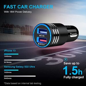 USB C Fast Charger for Samsung Galaxy S23 S23+ S23 Ultra S22 S21 S20 FE 5G, A14 A23 A04s A12 A13 A32 A52 A53 A03s A10E Note 20, Type C Car Charger, Quick Charge 3.0 Wall Charger, 3ft+6ft Type C Cable